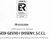 Gedi renova per quinzè any consecutiu el certificat de gestió de qualitat ISO 9001 Gedi renova per quinzè any consecutiu el certificat de gestió de qualitat ISO 9001